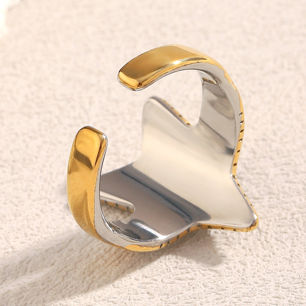 Minimalist Geometric Starfish-Shaped Stainless Steel Ring with 18K Gold Plating for Women