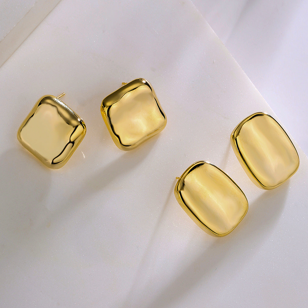 Orecchini a perno geometrici minimalisti in rame placcato oro da donna