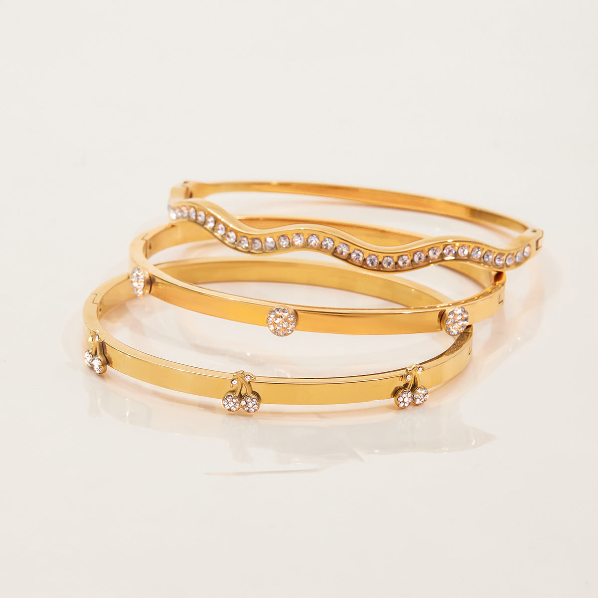 Pulsera geométrica de acero inoxidable con diamantes de imitación para mujer con acabado chapado, joyería de lujo