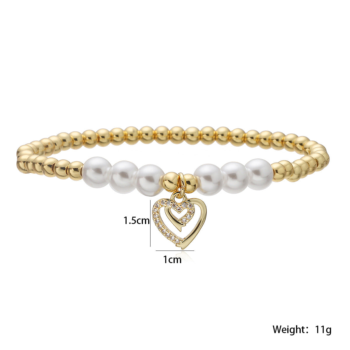 18K Gold Plated Brass Heart Pendant with Cubic Zirconia for Women