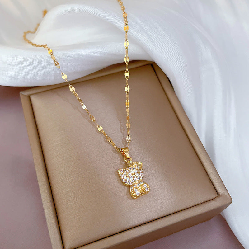 Collana Girocollo Lusso Esotico Geometrico in Acciaio al Titanio con Intarsio di Strass