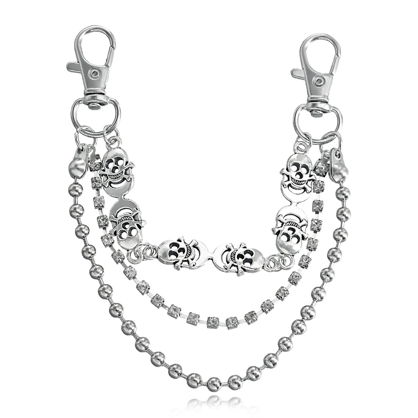 Geometric Skeleton Anklet in Alloy for Women with Round Bead Chain and Fashionable Sporty Design