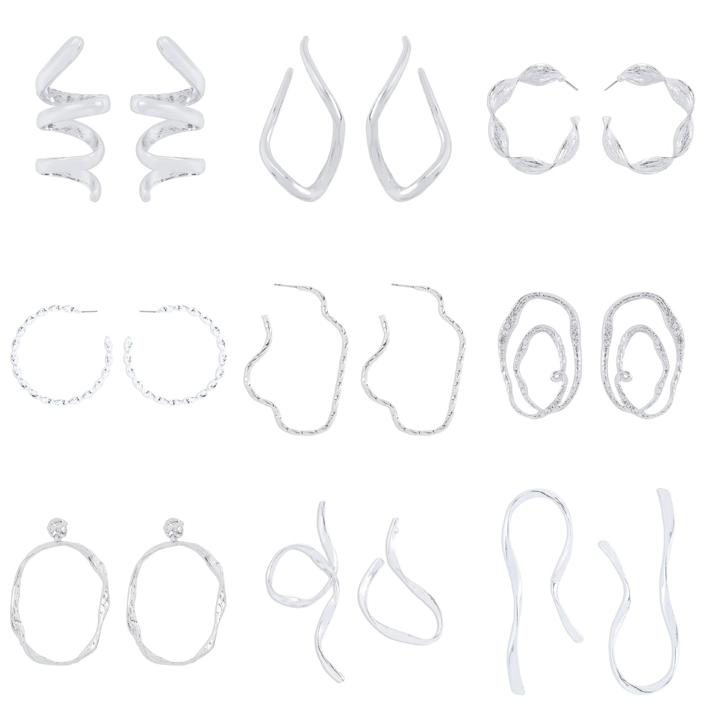 Orecchini da donna minimalisti asimmetrici geometrici in lega con finitura placcata