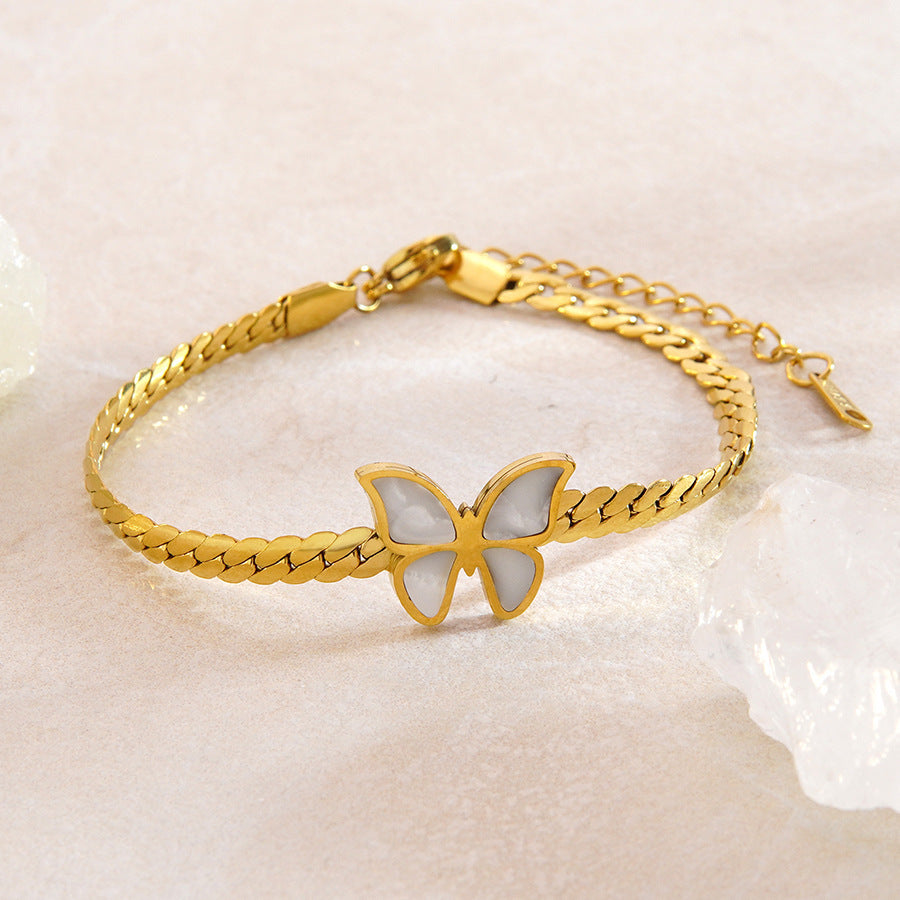 Bracciale a cuore di lusso in acciaio inossidabile con zirconia cubica placcata per donna