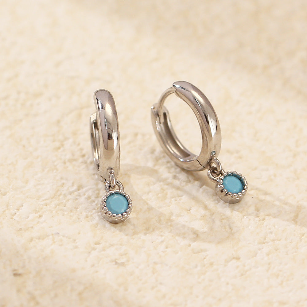 Luxury 925 Sterling Silver Geometric Round Plated Cubic Zirconia Hoop Earrings for Women
