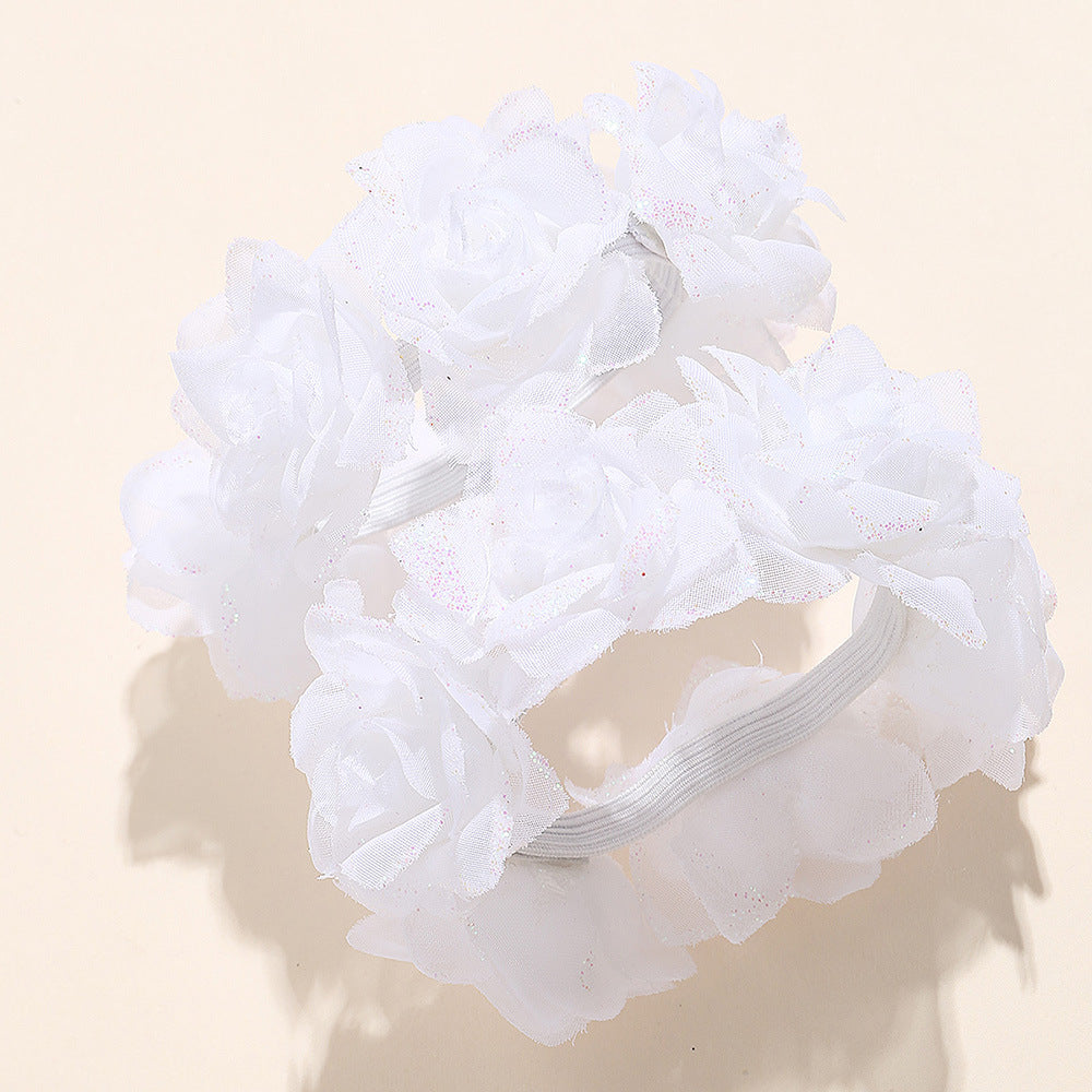 Set di elastici per capelli in tessuto a forma di fiore minimalisti per bambini, paio di elastici morbidi per bambine e bambini