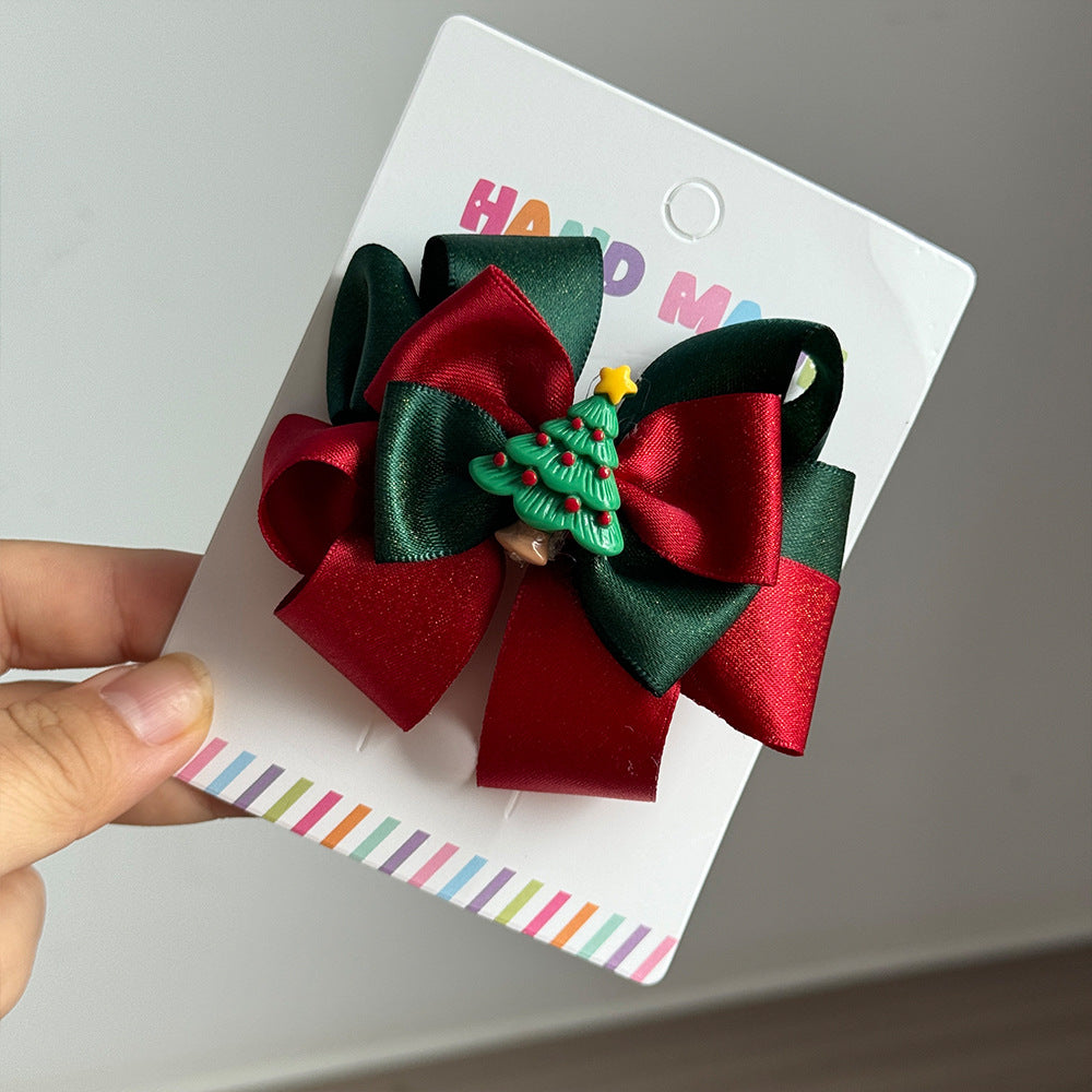 Set di fermagli per capelli con fiocco a fumetto per ragazze, accessori fai da te per bar di Natale