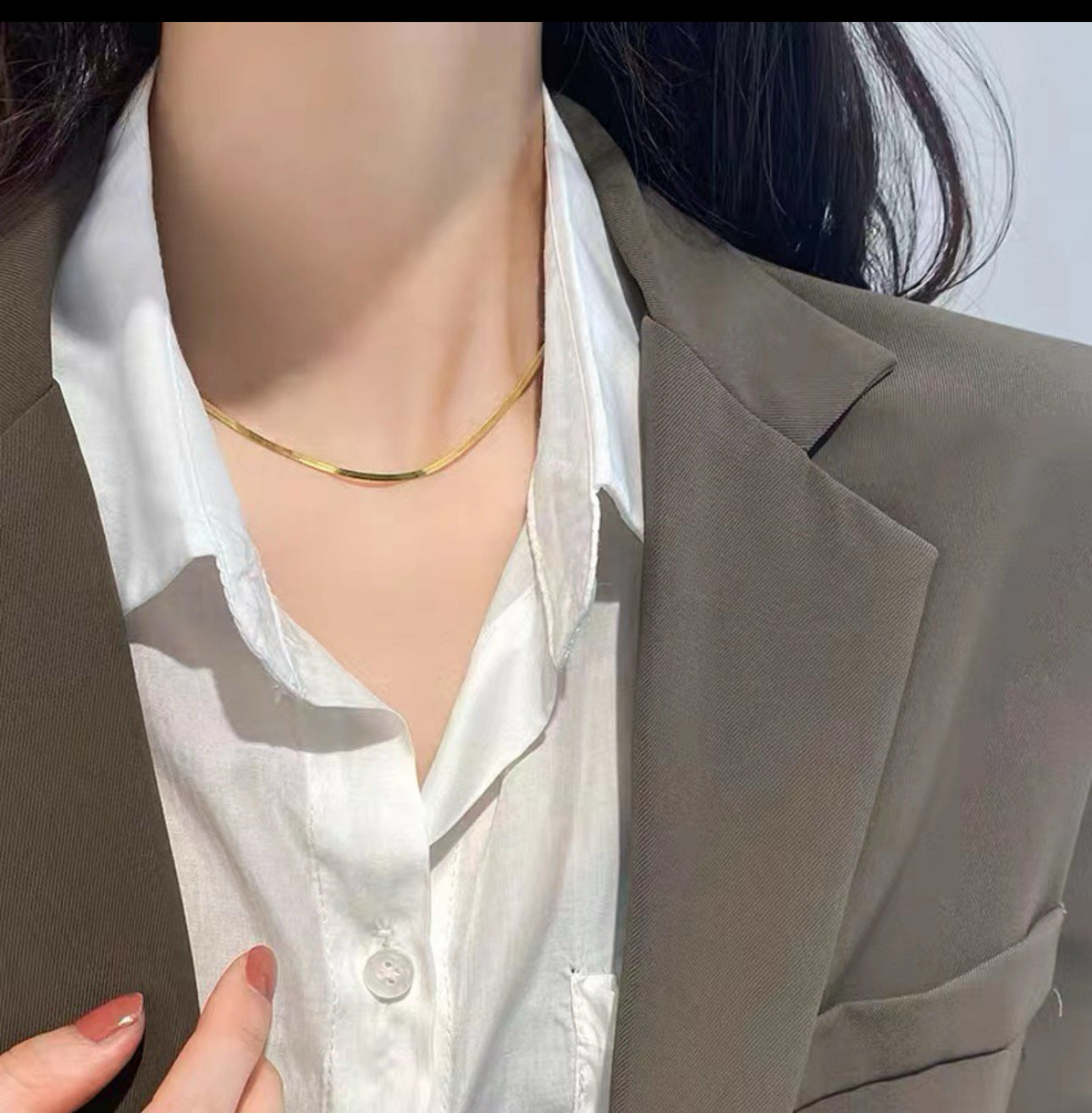Collana a catena a O in acciaio al titanio minimalista da donna Collana sottile per clavicola senza ciondolo Gioielli in acciaio inossidabile ipoallergenici