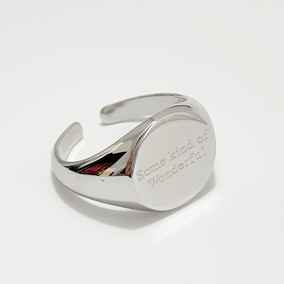 Minimalist 925 Sterling Silver Heart Letter Open Ring for Women