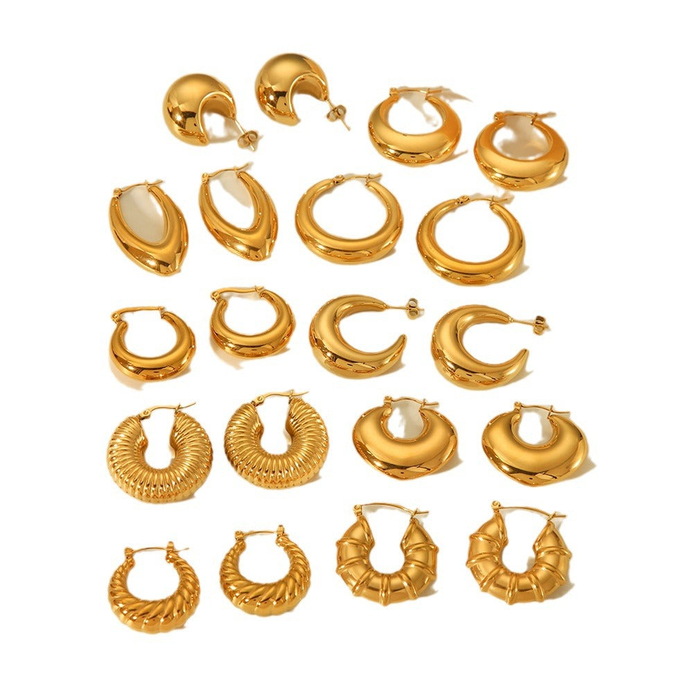 Pendientes de Acero Inoxidable Huecos Geométricos Minimalistas para Mujer con Acabado Chapado
