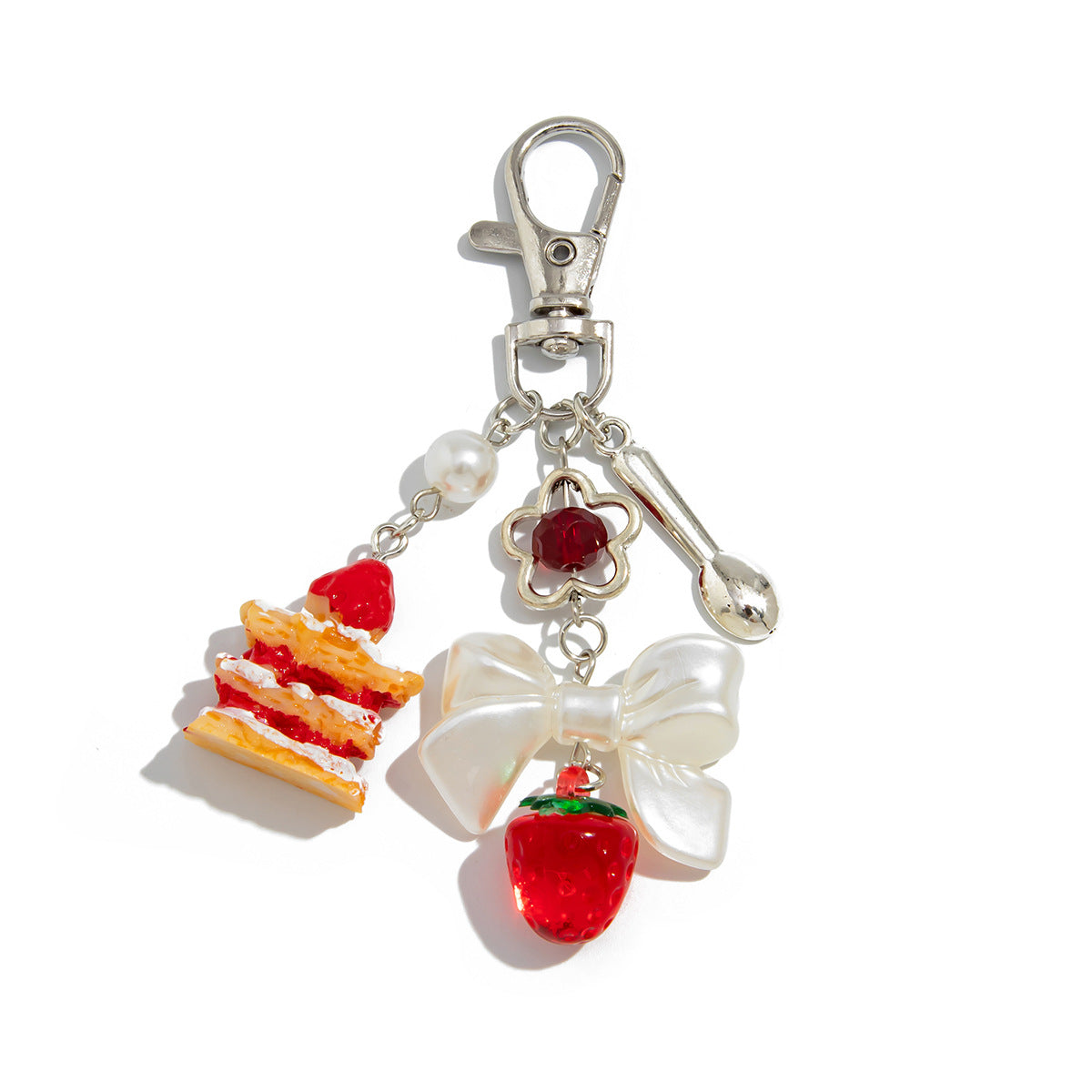 Sweet Strawberry Resin Plated Pendant Keychain Charm
