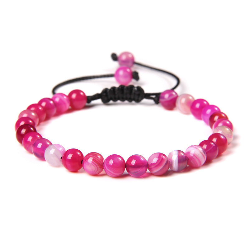 Sweet Sporty Geometric Natural White Crystal Stretch Bracelet 6mm Unisex Handmade Energy Bangle