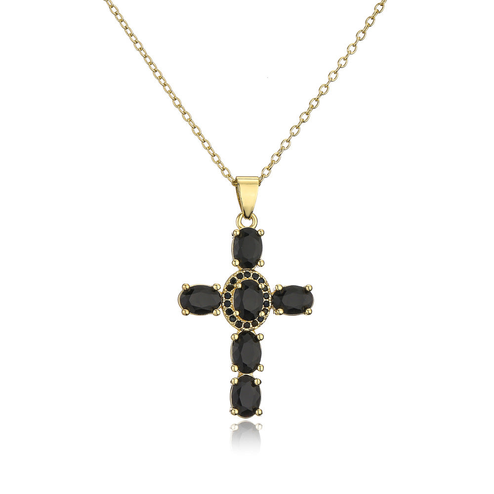 Minimalist Geometric Cross Pendant Necklace for Women with Copper Base and 18K Gold Plating