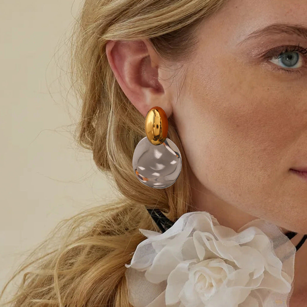 Pendientes llamativos de acero inoxidable geométricos para mujer con estilo moderno minimalista