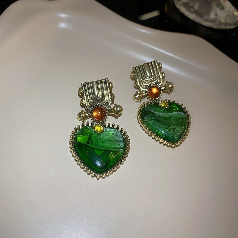 Vintage-Style Dripping Water Drop and Geometric Earrings in Alloy with Rhinestone Inlay for Women