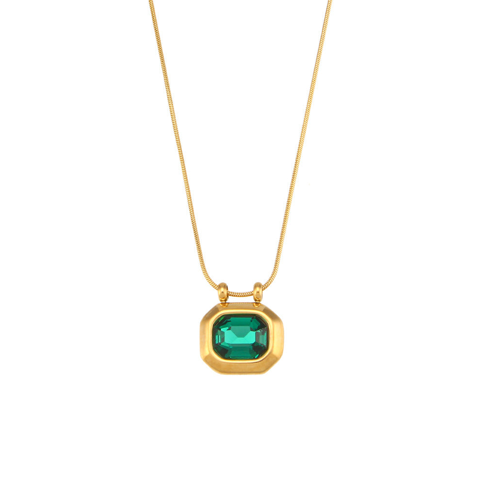 Collana da Donna con Pendente a Lucchetto in Zirconia Placcato Oro 18K in Acciaio Inossidabile, Design Geometrico Minimalista, Stile Vintage