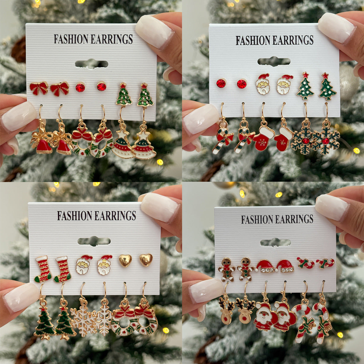 Sweet Drip Oil Snowflake Bow Alloy Plated Earrings for Women