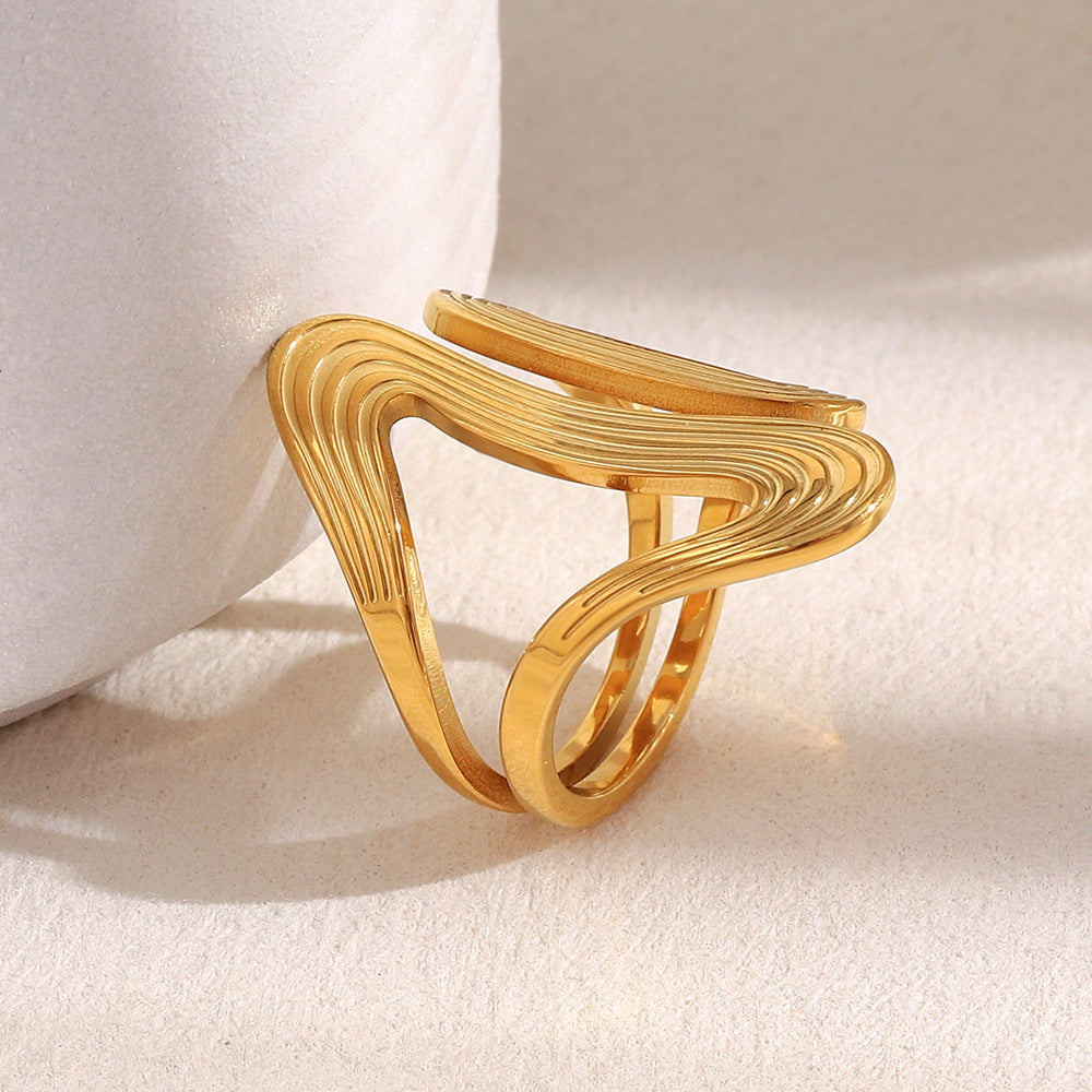 Anello Minimalista Geometrico in Acciaio Inossidabile Placcato Oro 18K da Donna