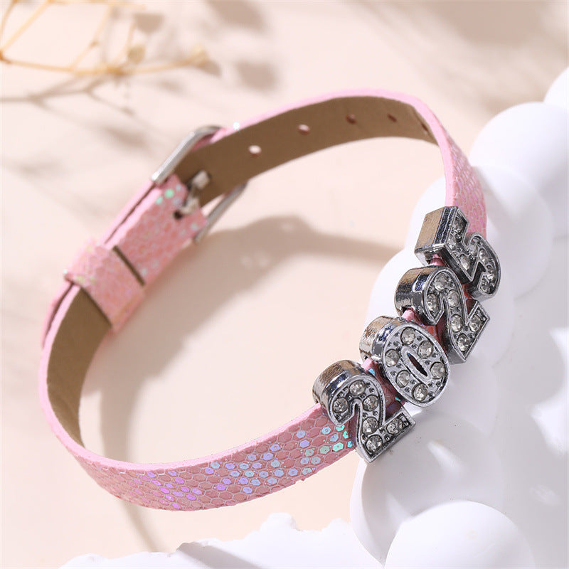 Bracciale in pelle lucido e grazioso per ragazze, stile principessa, con dettagli artigianali