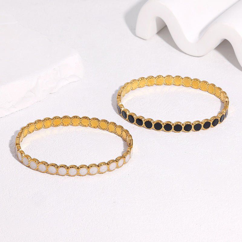 Vintage Elegant Geometric Round Gold Plated Stainless Steel Bracelet
