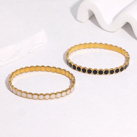 Vintage Elegant Geometric Round Gold Plated Stainless Steel Bracelet