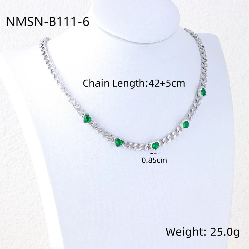 Collana con Ciondolo a Cuore Minimalista alla Moda in Acciaio Inossidabile con Finitura Placcata da Donna