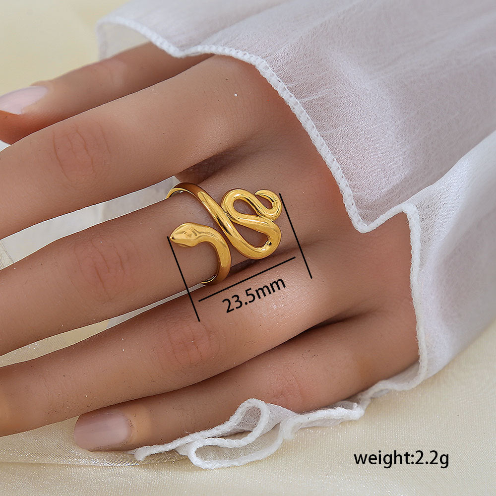 Anello aperto regolabile geometrico in acciaio al titanio con finitura galvanica per donna e uomo, gioielli moderni e minimalisti