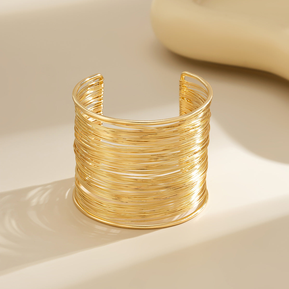 Irregular Geometric Plated Metal Cuff Bracelet Set