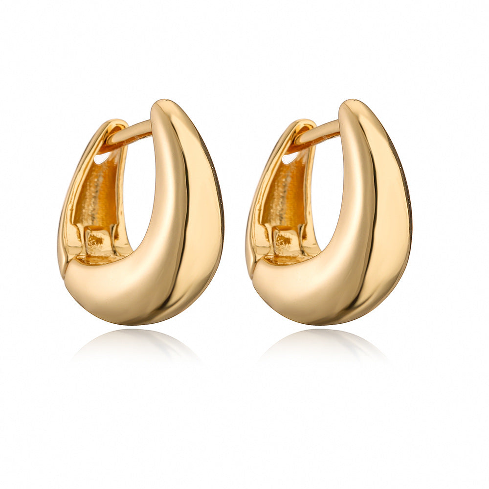 Orecchini Asimmetrici Geometrici Minimalisti in Rame Placcato Oro da Donna
