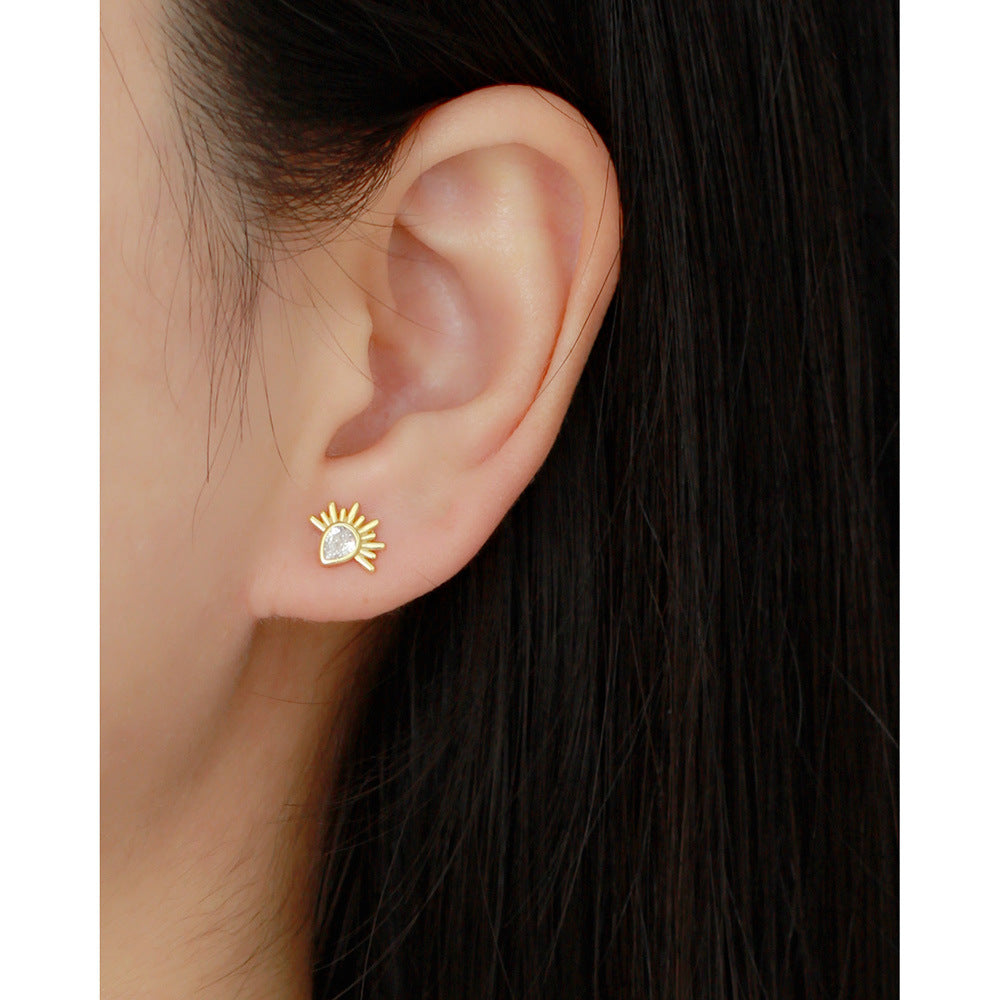 Manoette a filo passante minimaliste a forma di goccia in argento sterling S925 con intarsi di strass per donna