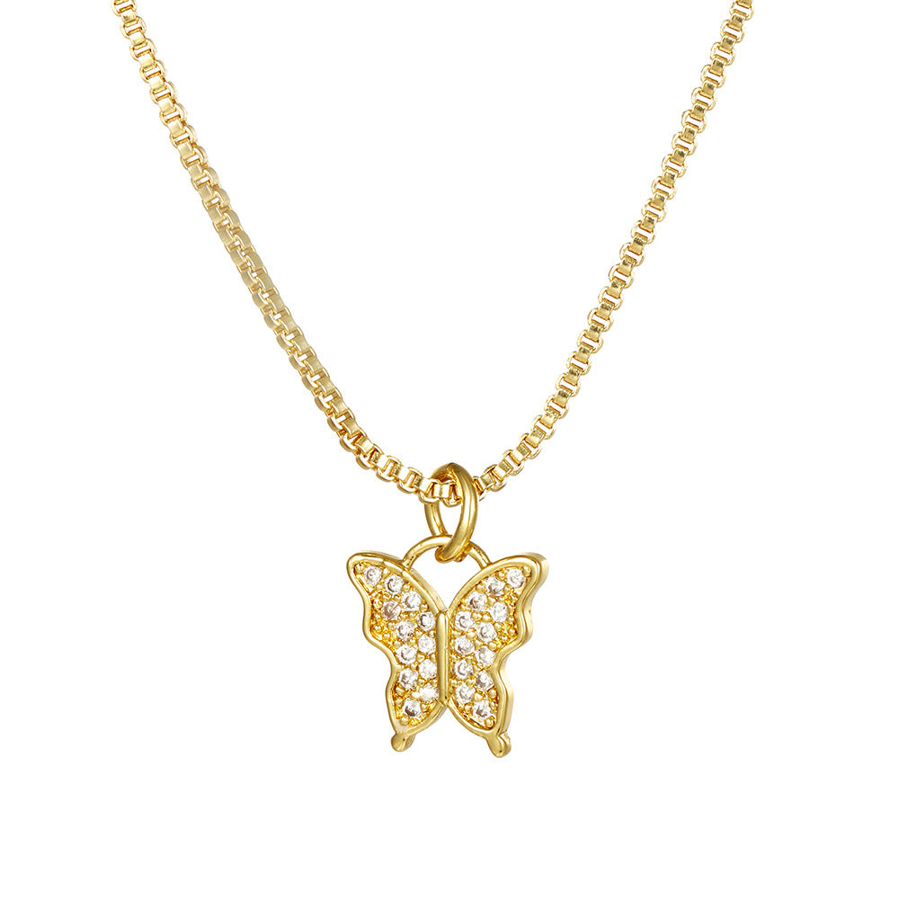 Elegant Heart Brass Cubic Zirconia Pendant Necklace Cable Chain Unisex