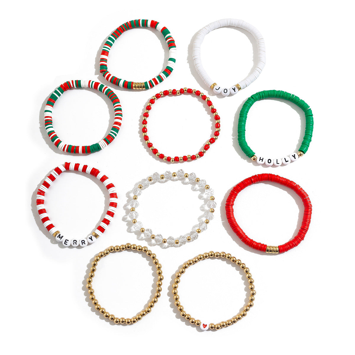 Sweet Handmade Letter Geometric Resin Bracelet Set for Women