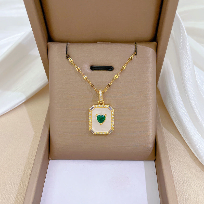 Collana con ciondolo a luna geometrico minimalista per donna e uomo, catena in acciaio inossidabile con elegante design a cornice ispirato alle conchiglie