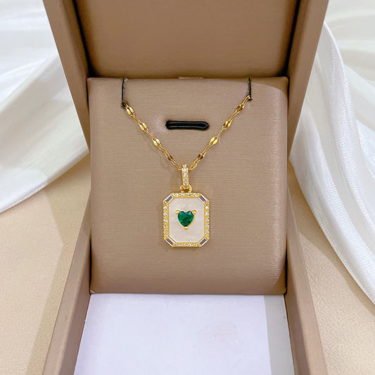 Collar Minimalista de Luna Geométrica para Mujeres y Hombres Cadena de Acero Inoxidable con Elegante Diseño de Marco Inspirado en Conchas