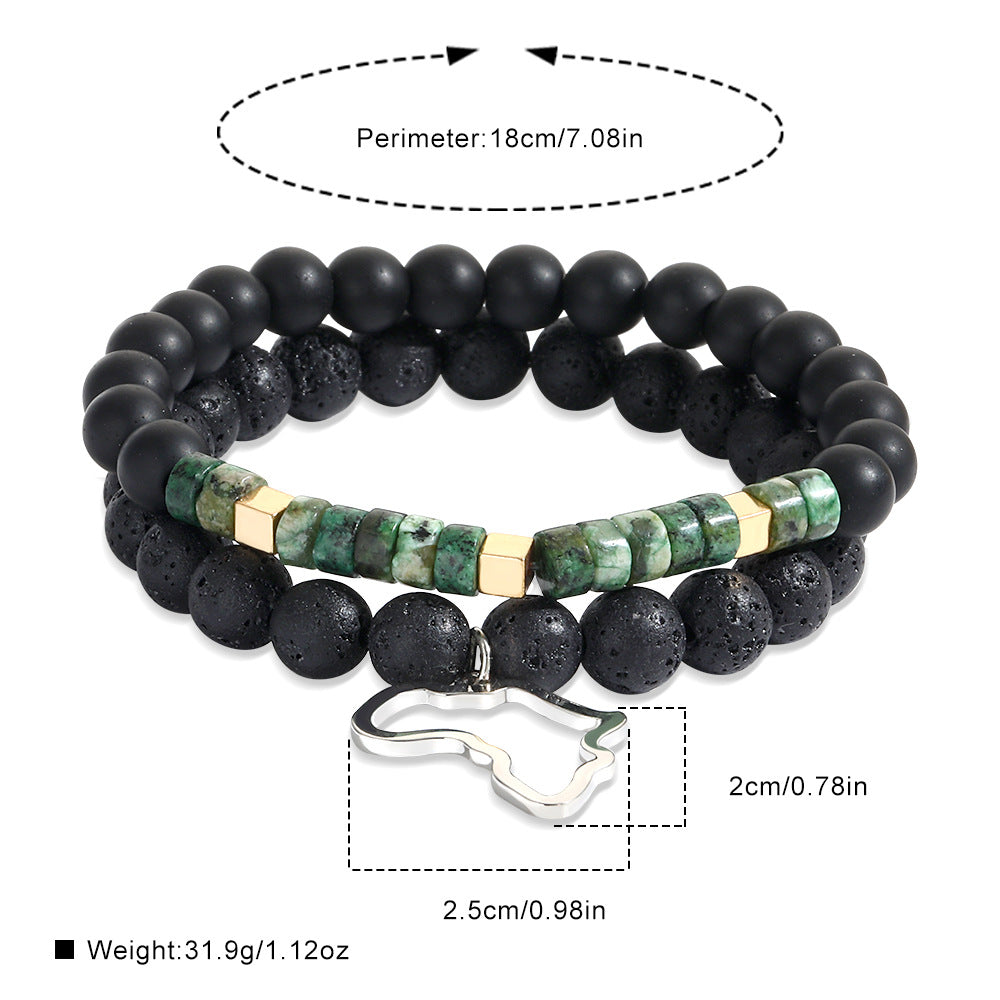 Vintage Geometric Round Matte Stainless Steel Bracelet for Men and Women