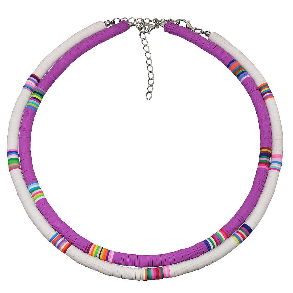 Casual Geometric Resin Beaded Ball Chain Necklace Unisex
