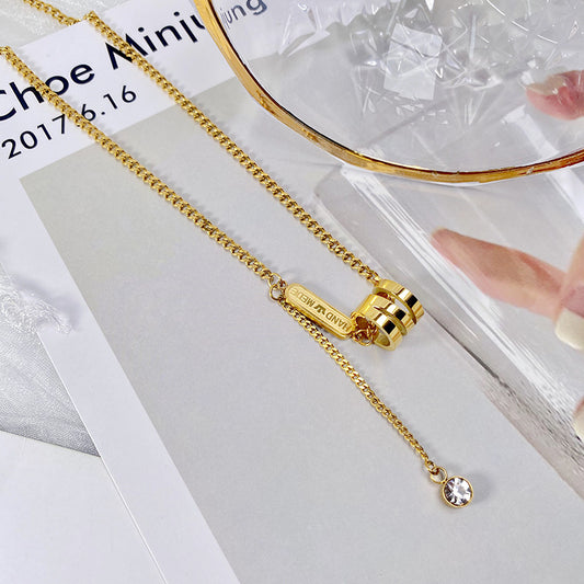 Collar con Colgante Geométrico Bohemio de Acero Titanio con Baño de Oro para Mujer, Collar con Cadena Ondulada para Suéteres y Atuendos Casuales