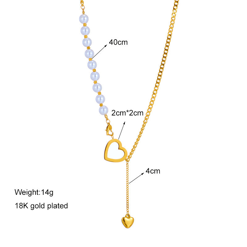 Collana Minimalista con Pendente a Cuore Irregolare in Acciaio al Titanio con Finitura Placcata per Donna