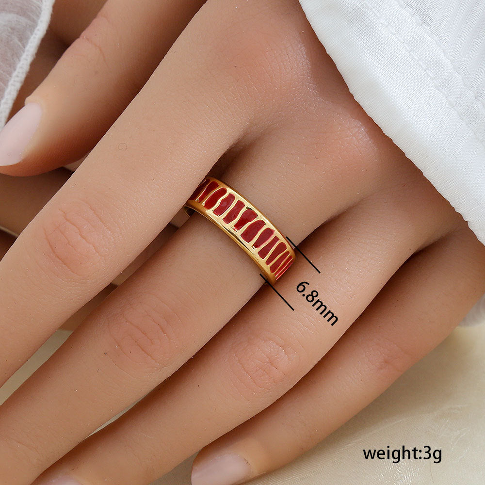 Minimalist Geometric Stainless Steel Gold-Plated Adjustable Open Ring for Women