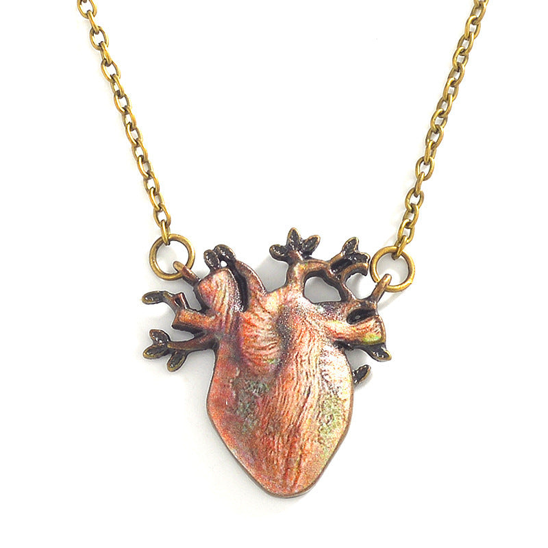 Collar con colgante de aleación con forma de corazón estilo gótico con baño de rodio para mujer