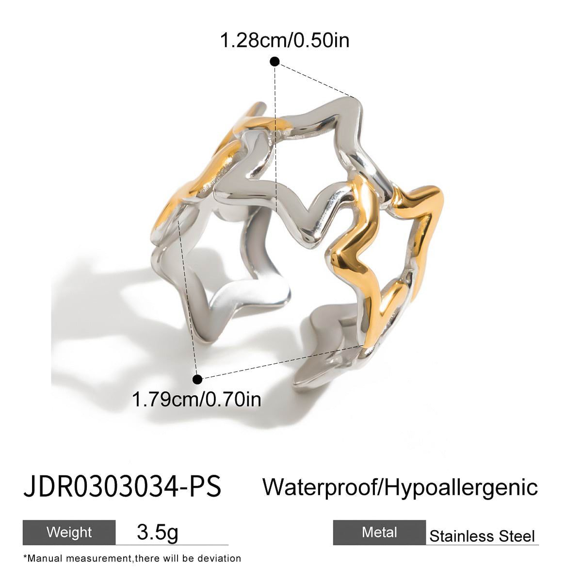 Elegant Star Geometric Plated Stainless Steel Ring for Women