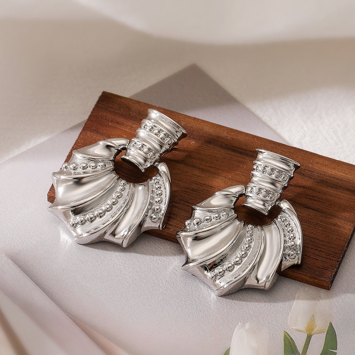 Irregular Geometric Earrings for Women in Copper with Gold Plating, Fashionable Minimalist Design