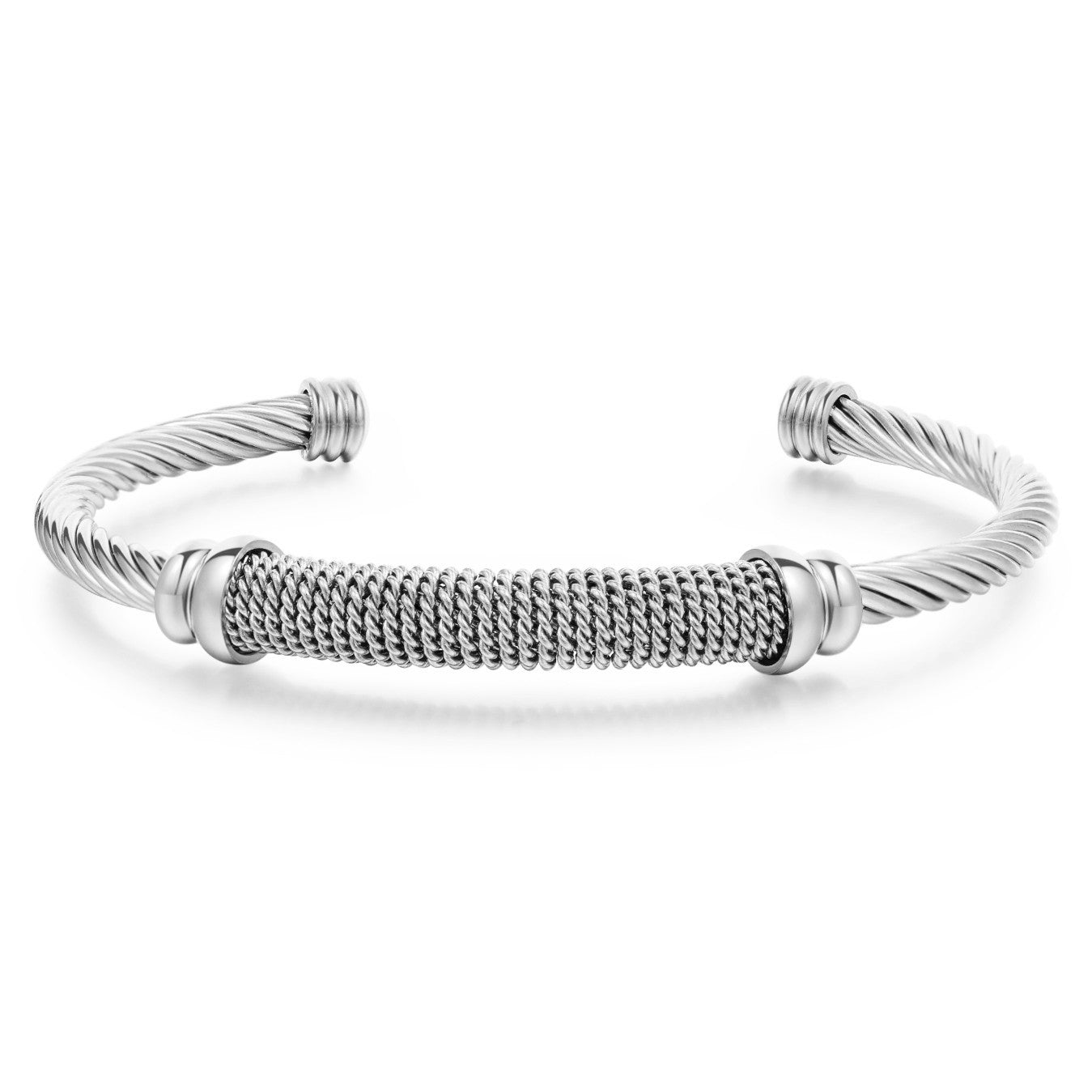 Geometric Round Plated Titanium Steel Stainless Steel C-Shape Adjustable Bracelet