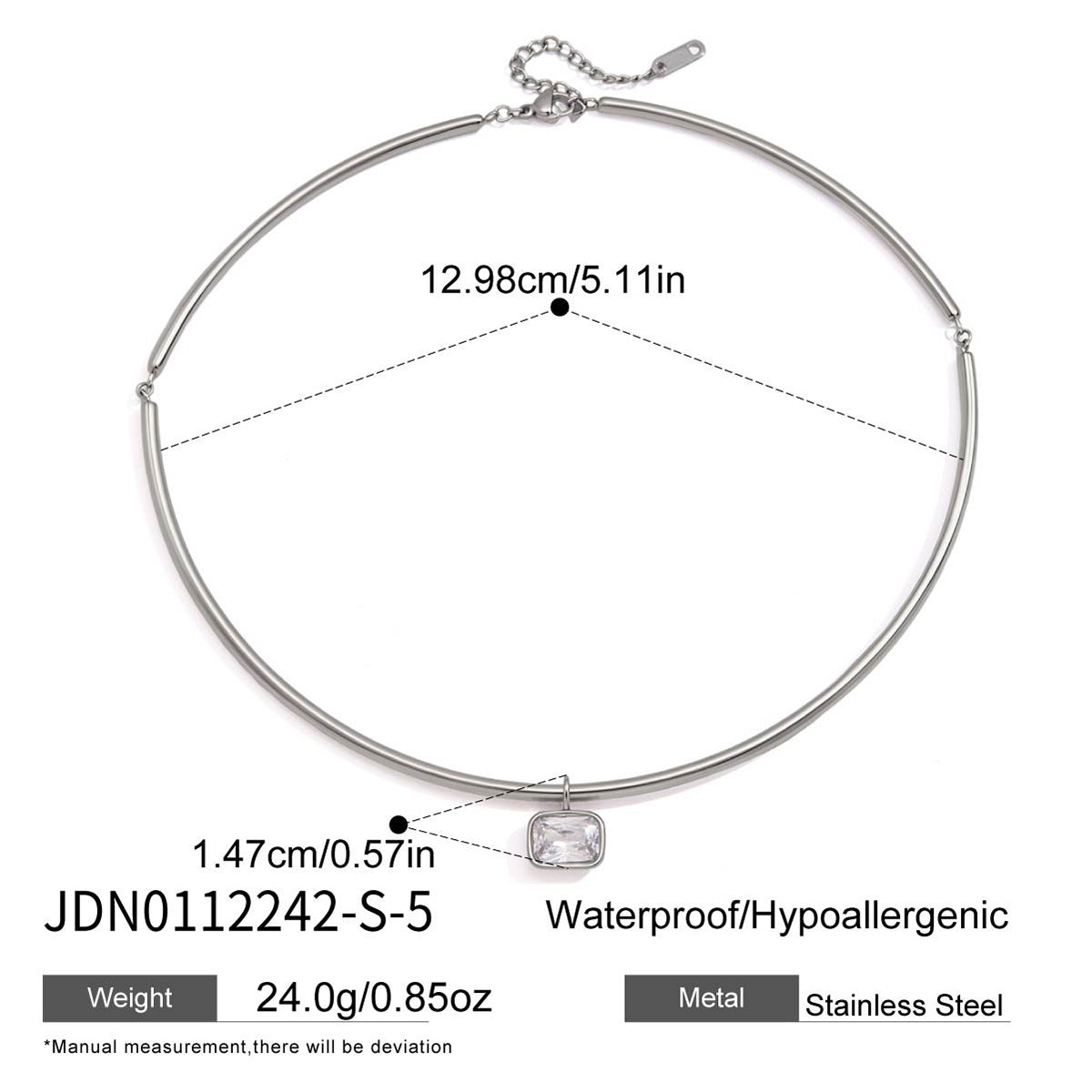 Minimalist Geometric Round Stainless Steel PVD Cubic Zirconia Pendant Necklace for Women