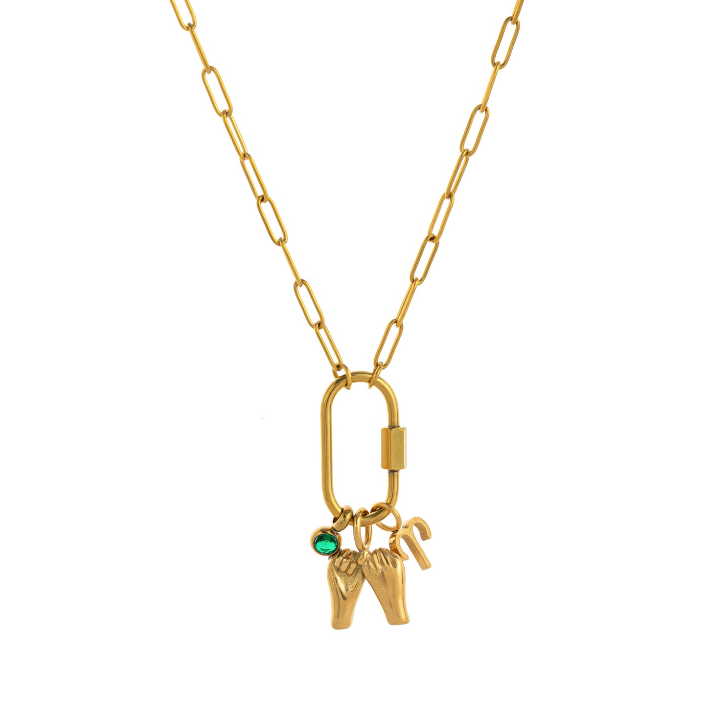 Minimalist Geometric Stainless Steel PVD Gold Plated Cubic Zirconia Charm Bar Necklace for Unisex