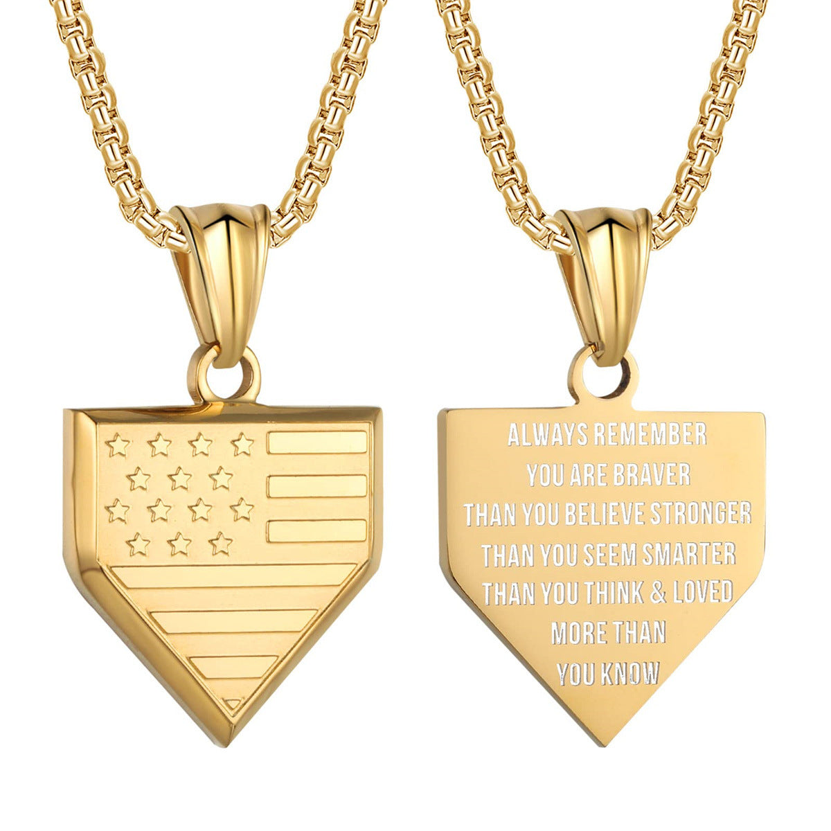Collana Pendente a Scudo Pentagonale Geometrico Minimalista da Uomo in Acciaio al Titanio con Finitura Lucida