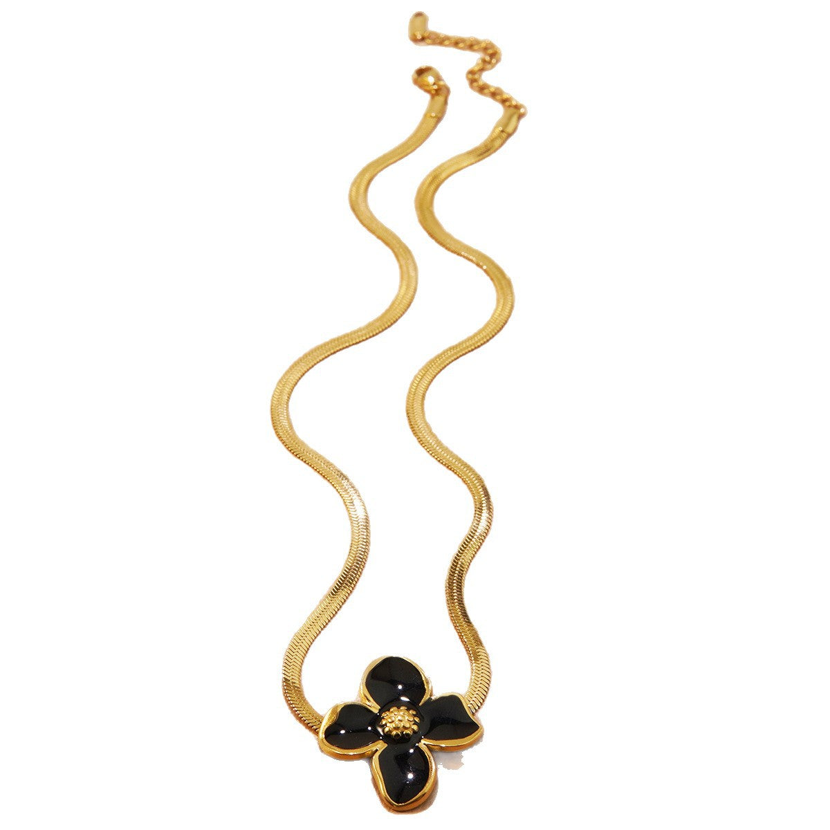Set di collana e orecchini in acciaio inossidabile Sweet Drip Oil Plant con catena a serpente