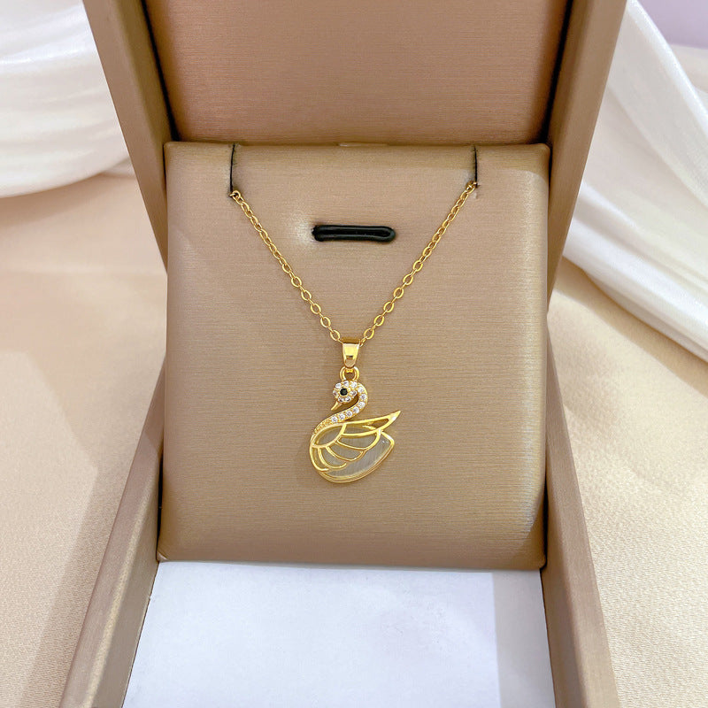 Collar de lujo unisex con cadena para labios de acero titanio con incrustaciones de diamantes de imitación geométricos