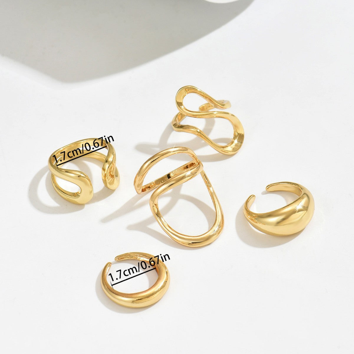 Anillo geométrico de mujer de moda de aleación de zinc con acabado chapado Diseño retorcido Anillos de banda abierta ajustables para dedo índice