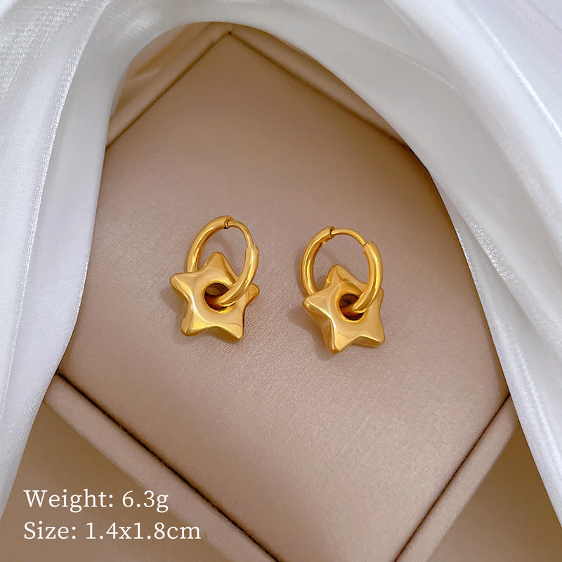 Minimalist Sweet Geometric Titanium Steel Plated Stud Earrings